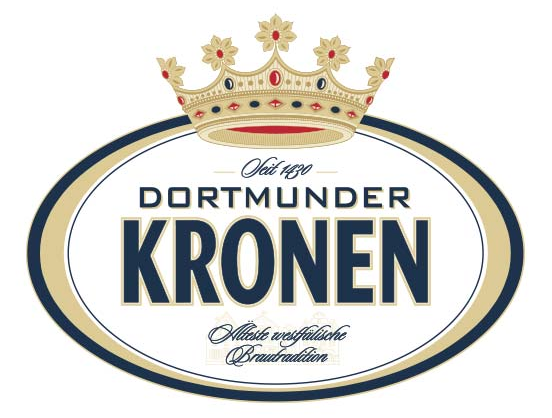 Eine goldene Krone sitzt über goldenem und blauem Oval, auf dem eine traditionsreiche Brautradition seit 1840 gewürdigt wird.